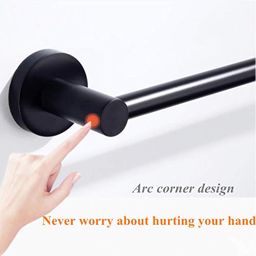 Black Bathroom Hardware Set Wall Mounted,24'' Towel Bar Adjustable,Toilet Paper Holder,Towel Ring,3-Piece Lavatory Shower Set with Gift Box,Black - size: 3 PCS