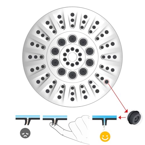 Low Flow High Pressure Replacement Shower Head Screw on,Durable Copper 6 Inch Fixed Showerhead with 5 Spray Modes,Only Detachable Showerhead 360°Rotating Shower Head for RV,Bathroom Essentials