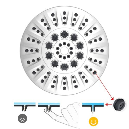 Low Flow High Pressure Replacement Shower Head Screw on,Durable Copper 6 Inch Fixed Showerhead with 5 Spray Modes,Only Detachable Showerhead 360°Rotating Shower Head for RV,Bathroom Essentials
