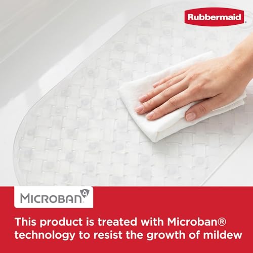 Rubbermaid INSTAMAT Bath Tub Shower Mat, Non-Slip Tub Mat with Suction Cups, Bath Mat Hangs on Showerhead for Quick Dry, 27.2 x 15.2 Inch, BPA-Free, Easy to Clean, for Inside Tub or Shower, Clear - color: Clear