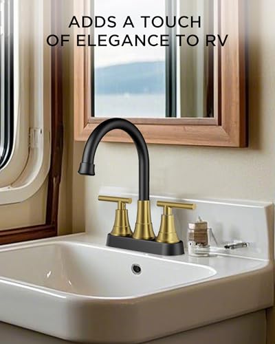 FORIOUS Black and Gold Bathroom Faucets, 4" Gold and Black Bathroom Faucet | 8 Inch Widespread Bathroom Faucet 3 hole Vanity and 4 Inch Bathroom Faucet Centerset 2 Hole for B2B Commercial, Spare Aerator - color: Black&Gold, style: Classic