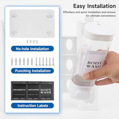 Shampoo and Conditioner Dispenser, 3 Chamber 300ml, Wall Mounted, White | Shower Soap Dispenser, Refillable Hand Soap Dispensers, Body Wash Dispenser for Bathroom, Kitchen, Hotel, Home - color: White, size: 3 Chamber