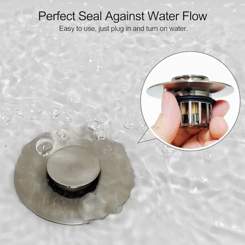 COAMANUG Bathtub Stopper | Pop-up Tub Stopper with Strainer, Shower Drain Hair Catcher | Bathroom Drain Plug | Drain Protector for 1-1/2 to 1-3/4" Bath Drain Hole - color: Brushed Black Nickel