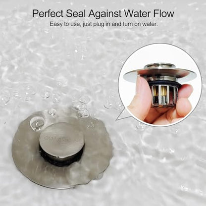 COAMANUG Bathtub Stopper | Pop-up Tub Stopper with Strainer, Shower Drain Hair Catcher | Bathroom Drain Plug | Drain Protector for 1-1/2 to 1-3/4" Bath Drain Hole - color: Brushed Black Nickel