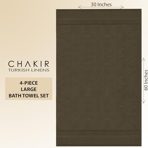 Chakir Turkish Linens 2 Piece Large Bath Towels, 100% Cotton Turkish Towels for Bathroom, Luxury Soft Absorbent Bath Towels, 30 x 60 Inches, Cocoa - color: Cocoa