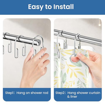 Chrome Shower Curtain Hooks Rings，Double Sided Shower Curtain Hooks Rust Proof，12 pcs Shower Hooks for Inside Shower，Smooth Sliding Anti-Drop Double Shower Rings for Curtain (Chrome) - color: Chrome