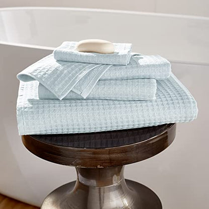 UCHINO Waffle Twist Cotton Washcloth Absorbent Quick Dry 13 x 13 1Pc Blue - color: Ocean, size: Wash Cloth