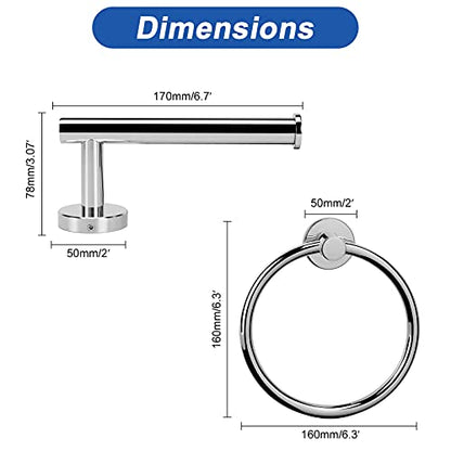 NearMoon 2 Pieces Bathroom Hardware Accessories, Towel Ring and Toilet Paper Holder- Stainless Steel Bath Towel Hanger and Hand Towel Holder, Wall Mounted (Chrome Finish) - color: Chrome Finish