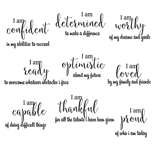 9 Pieces Inspirational Decals Black Motivational Wall Sticker Vinyl Wall Quotes Stickers Wall Art Stickers Peel and Stick Wall Decals for Girl Boy Bedroom Living Room
