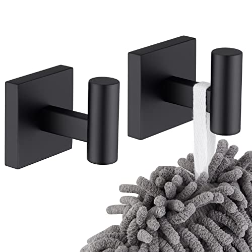 KOKOSIRI Robe Hook Bathroom Towel Coat Hooks Matte Black for Bath Kitchen Wall 2 Pack Stainless Steel B1013BK-P2 - color: Matte Black, size: 2 Pack