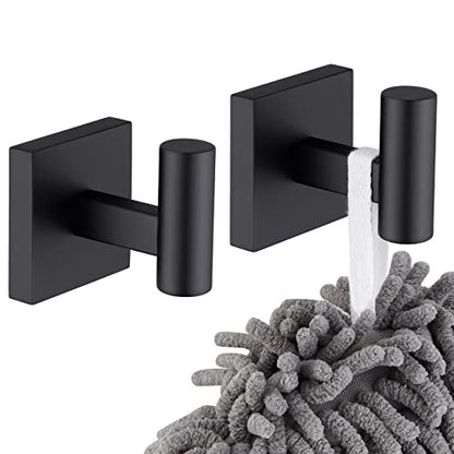 KOKOSIRI Robe Hook Bathroom Towel Coat Hooks Matte Black for Bath Kitchen Wall 2 Pack Stainless Steel B1013BK-P2 - color: Matte Black, size: 2 Pack