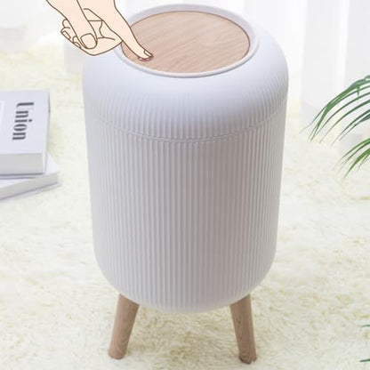 URALFA Bathroom Trash Can with Lid, 3 Gallon / 11L Garbage Can with Pop-Up Lid, Small Dog Proof Trash Cans, Plastic Waste Basket with Removable Legs for Bathroom, Bedroom, Kitchen, Office, White - color: White, style: Press Open