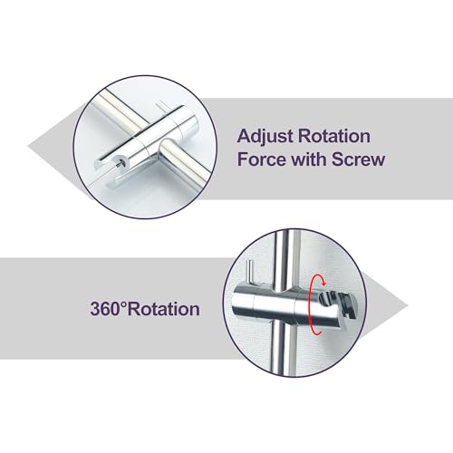 24 Inch Shower Slide Bar with Adjustable Shower Holder Wall Mount Sliding Bar Stainless Steel Wall Mounted Shower Slide Bar with Adjustable Shower Head Holder, Chrome