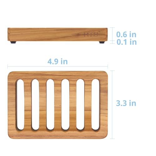 HTB Slotted Bar Soap Holder Teak Wood,Sponge Holder for Kitchen Sink | Self Draining Soap Dish for Shower, Bathroom, Bathtub, RV,Soap Saver Keep Soap Dry,Extend Soap Life,Bathroom Accessories - color: 1pcs