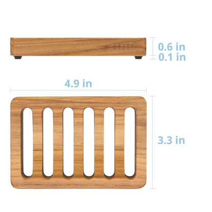 HTB 2 Pack Slotted Bar Soap Holder Teak Wood,Sponge Holder for Kitchen Sink | Self Draining Soap Dish for Shower, Bathroom, Bathtub, RV,Soap Saver Keep Soap Dry,Extend Soap Life,Bathroom Accessories - color: 2pcs