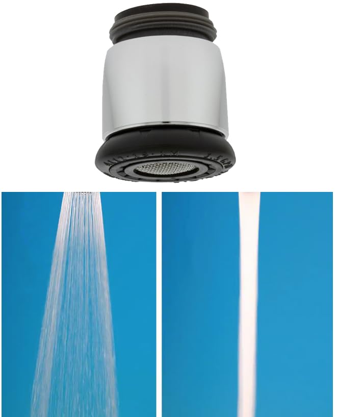 Duo Flow Faucet Aerator Push/Pull Spray Stream low flow to Soft White full flow Dual, Chrome Attachment Kitchen Bathroom (0.5/1.5 gpm)