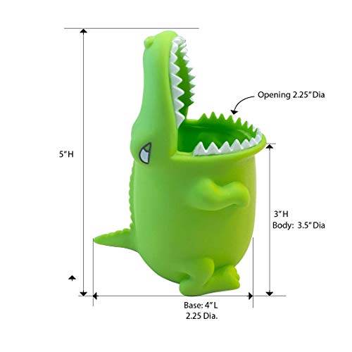 Kids Toothbrush Holder Toothbrush Organizer – Durable Silicone Animal Tooth Brush Holder – Easy to Clean Toothbrush and Toothpaste Holder – Toothbrush Holders for Bathrooms by Lily’s Home (Crocodile) - color: Crocodile