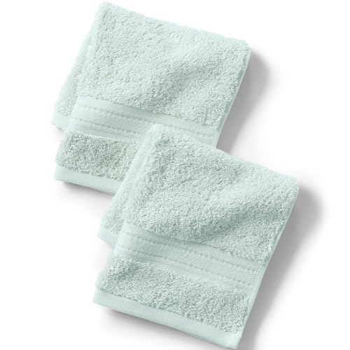 Lands' End Supima Cotton 6 Piece Bath Towel Set Washcloth Set, 2 Piece Beaux Blue - color: Beaux Blue, size: Washcloth Set, 2 Piece