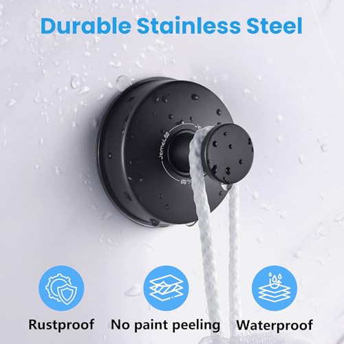 JOMOLA 2PCS Stainless Steel Suction Cup Hook Bathroom Towel Holder Utility Shower Hooks Hanger for Towel Storage Kitchen Utensil Vacuum Suction Cup Hooks, Matte Black - color: Matte Black