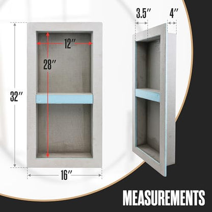 Shower Niche, Shower Niche Insert Tile Ready, 12x28 (13x29), Prefab Box | Houseables Recessed Bathroom Storage, In Wall Shelf, Cubby Inserts, Recessed Shampoo Soap Caddy, Inset Shelves, Built In Nook - size: 12 x 28 inches (ID)
