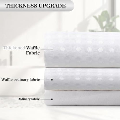 YI & ZE White Waffle Weave Shower Curtain with Snap-in Liner, 72W x 72L | Slub Textured Heavy Fabric, Waterproof & Washable, Equipped with 12 Metal Hooks - color: Waffle White, size: 72"W x 72"L (Pack of 1)