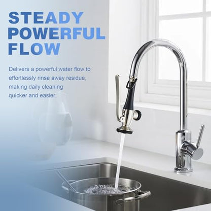 Kitchen Faucet Replacement Head, Spray Head with Stream & Spray Functions, High-Pressure Anti-Clog Nozzle, Easy Install, Fits Most Kitchen Faucets, Brushed Nickel - color: Commercial Style Spray Head - Brushed Nickel