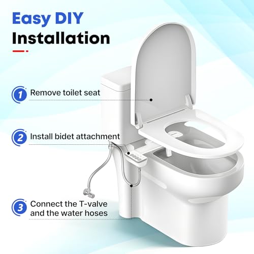 Bidet Attachment for Toilet,Independent Adjustable Water Pressure,Self Cleaning Non-Electric Dual Nozzle for Frontal & Rear Wash,Fresh Water Bidet Toilet Seat, White - color: A1-Bidet Attachment