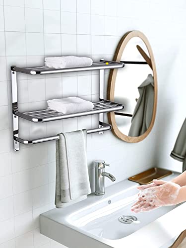 LUANT 24 Inch Bathroom Shelf 3-Tier Wall Mounting Rack with Towel Bars - color: Polished 24 Inch