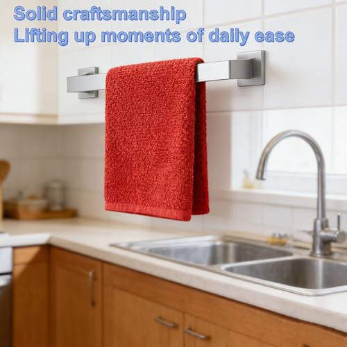 16 Inch Bathroom Towel Bar SUS304 Stainless Steel Brushed Nickel Towel Holder Wall Mounted Heavy Duty Towel Rack Bathroom Towel Rod Modern Square Base Design (1, Brushed Nickel, 16 Inch) - color: Brushed Nickel, size: 16 Inch