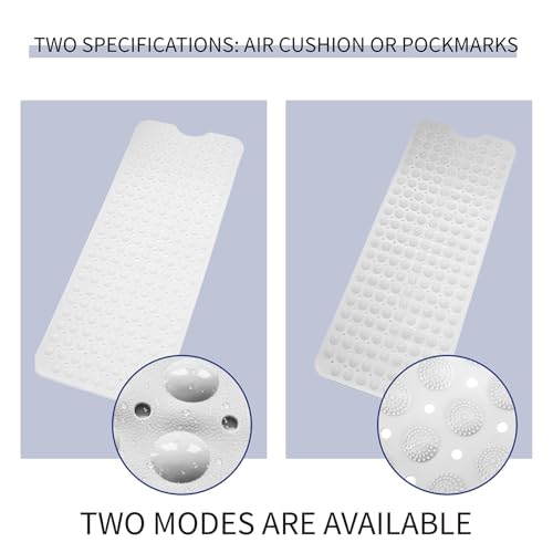 Non-Slip Bath Tub Mat, Extra Large 40x16 Inch Shower Mat with Suction Cups & Drain Holes, Quick Dry Soft Mat for Bathroom Floor Safety, Bubble Style, White - color: White
