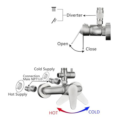 Shower Faucet -Shower System，Shower Faucets Sets Complete - Outdoor Shower Kit/Outdoor Shower Enclosure/Outdoor Shower Fixtures W/ SS304 Shower Head with Handheld High Pressure, Brushed Nickel - color: Brushed Nickel-2F