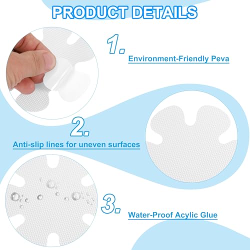 PATIKIL Bathtub Non Slip Stickers 3.9 x 3.9 Inch, 20 Pack Flower Safety Shower Floor Anti Slip Stickers with Adhesive Decals Scraper for Bath Tub Shower Floor Stair, White