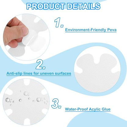 PATIKIL Bathtub Non Slip Stickers 3.9 x 3.9 Inch, 20 Pack Flower Safety Shower Floor Anti Slip Stickers with Adhesive Decals Scraper for Bath Tub Shower Floor Stair, White