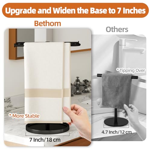 Bethom Hand Towel Holder Stand for Bathroom Countertop,S-Shape Bar,Black | Stainless Steel Hand Towel Racks Standing Holds 2 Towels for Kitchen - color: Black
