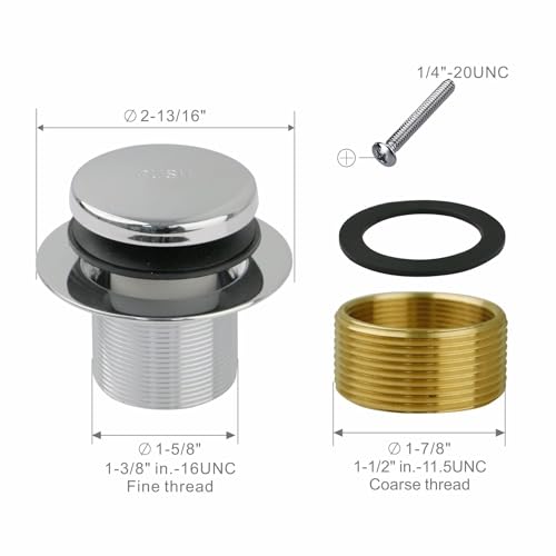 WELSAN Bathtub Drain,Tub Drain Trim Set Conversion Kit Assembly Chrome | Chrome plated, With 1-hole overflow faceplate,Tip-Toe, Includes an adapter, Coarse thread replacement bath trim kit assembly - color: Chrome, style: 1 Hole