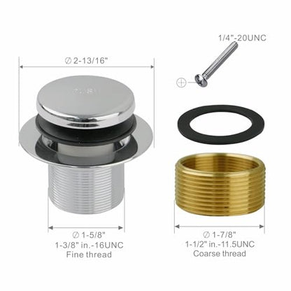 WELSAN Bathtub Drain,Tub Drain Trim Set Conversion Kit Assembly Chrome | Chrome plated, With 1-hole overflow faceplate,Tip-Toe, Includes an adapter, Coarse thread replacement bath trim kit assembly - color: Chrome, style: 1 Hole