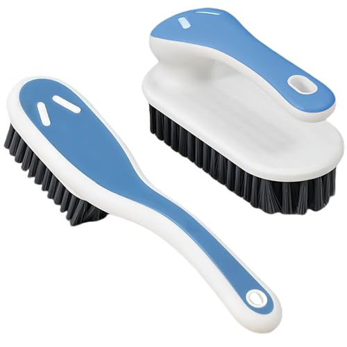 Soft Bristle Scrub Cleaning Brush Stain Remover Brush Fabric Cleaning Brush Laundry Brush Small Scrub Brush Cleaner Household Cleaning Brushes for Carpet, Clothes, Bathroom,Sneaker-2 Pack (Blue) - color: Blue