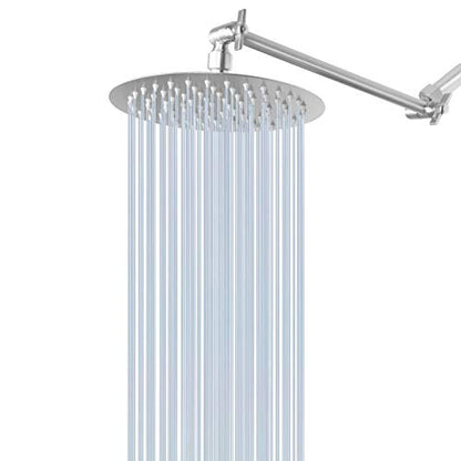 NearMoon Rain Shower Head with 11'' Adjustable Arm, High Pressure Stainless Steel Rainfall Shower, Ultra-Thin Design - Pressure Boosting (8 Inch, Nickel) - color: Nickel, size: 8 Inch