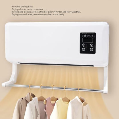 Electric Wall Heater, 1500W ABS Wall Mounted Space Heater Fast Heating Machine with Towel Drying Rack Highly Efficient Blows Nature and Hot Air Fan for Bedroom Bathroom