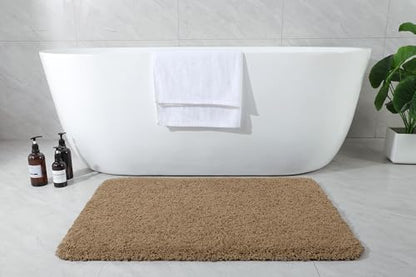 AROGAN Luxury Bathroom Rugs, Soft Non Slip Bath Mat, 24x17 Inch Brown | Absorbent Microfiber Rubber Backing, Quick Dry Bathroom Mat Shower Mat, Machine Washable Plush Carpets - color: Brown, size: 1'5" X 2' (24" X 17")