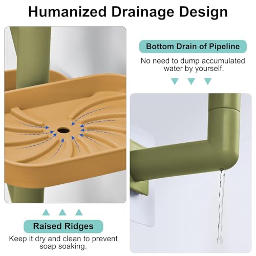 Soap Holder Four Layer Wall Mounted NO-Drilling Rotatable Self-draining Removable Soap Dish for Shower Bathroom Tray,Self Draining Sponge Holder,Razor Holder (Yellow/Green) - color: Yellow/Green