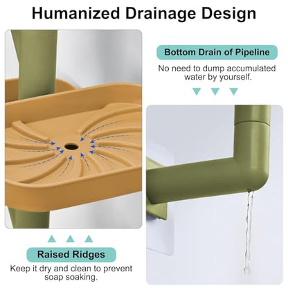 Soap Holder Four Layer Wall Mounted NO-Drilling Rotatable Self-draining Removable Soap Dish for Shower Bathroom Tray,Self Draining Sponge Holder,Razor Holder (Yellow/Green) - color: Yellow/Green