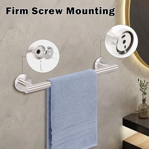 Livabber Bath Towel Bar, 304 Stainless Steel Towel Rack, Heavy Duty Towel Holder Wall Mounted for Bathroom/Kitchen, Usable Hanging Length-9.3 Inch, Total Length-12 Inch (Brushed Nickel) - color: Brushed Nickel, size: 12 Inch