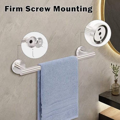 Livabber Bath Towel Bar, 304 Stainless Steel Towel Rack, Heavy Duty Towel Holder Wall Mounted for Bathroom/Kitchen, Usable Hanging Length-9.3 Inch, Total Length-12 Inch (Brushed Nickel) - color: Brushed Nickel, size: 12 Inch
