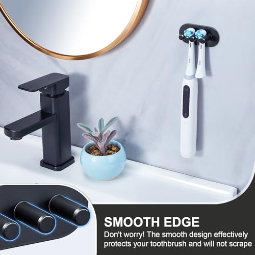 Electric Toothbrush Head Holder, Toothbrush Holders Wall Mounted, Adhesive Tooth Brush Head Holder Organiser, Electric Toothbrushs Holder, Shower Tooth Brushing Holder (Black, Small) - color: Black, size: Small