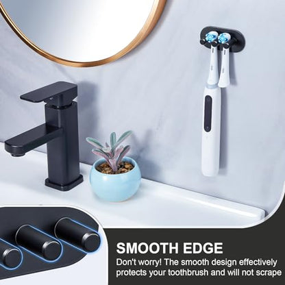 Electric Toothbrush Head Holder, Toothbrush Holders Wall Mounted, Adhesive Tooth Brush Head Holder Organiser, Electric Toothbrushs Holder, Shower Tooth Brushing Holder (Black, Small) - color: Black, size: Small