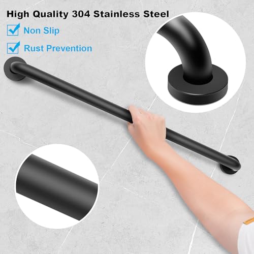 Shower Grab Bars, 2 Pack 24 Inch Heavy Duty Non-Slip Bathroom Grab Bars, 1.25" Diameter Bathroom Safety Handle for Elderly, Handicap Assist Grab Bar for Bathtub/Shower/Toilet - size: 24Inch-2Pcak