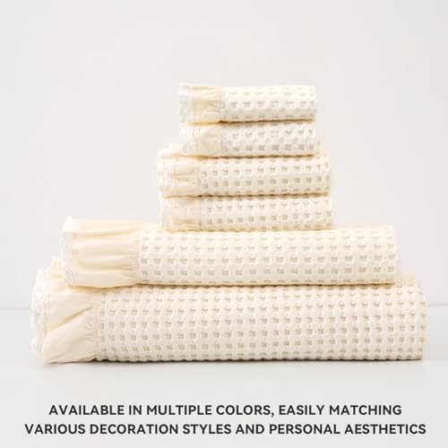 Luxury 100% Cotton Towel Set – 8 Piece Bathroom Towel Set (2 Bath Towels, 2 Hand Towels, 4 Washcloths) – Soft & Absorbent Towels for Bathroom (Milky White) - color: Milky White