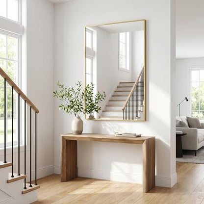 HARRITPURE 24"x36" Rectangle Bathroom Mirror, Gold Vanity Wall Mirror | Aluminum Alloy Frame Wall Mirror, Horizontal or Vertical Wall Mount for Entryway Bedroom Living Room - size: 36"L x 24"W