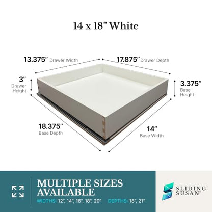 White Melamine Pull-Out Cabinet Drawer Organizer 14" W x 18" D | Heavy Duty (100Lbs) Pullout Inserts with Sturdy MDF Core, Soft Close Sliding Shelf for Kitchen and Storages, Fully Assembled - size: 14x18x3
